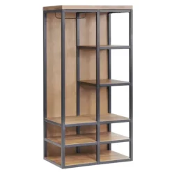 Kirkland's Home Entryway Furniture-Natural Acacia Wood And Metal 5-Shelf Hall Tree