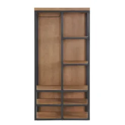 Kirkland's Home Entryway Furniture-Natural Acacia Wood And Metal 5-Shelf Hall Tree
