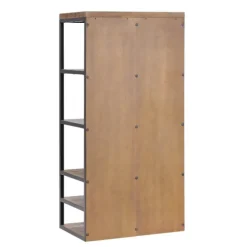 Kirkland's Home Entryway Furniture-Natural Acacia Wood And Metal 5-Shelf Hall Tree