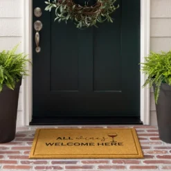 Kirkland's Home Doormats-Natural All Wines Welcome Here Doormat