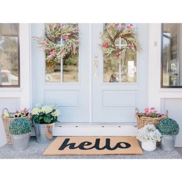Kirkland's Home Doormats-Natural And Black Coir Hello Doormat, 29X17 In.