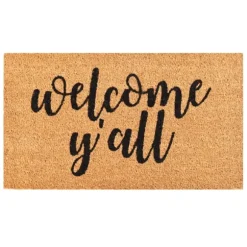 Kirkland's Home Doormats-Natural And Black Welcome Y'All Doormat