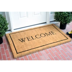 Kirkland's Home Doormats-Natural And Black Welcome Doormat, 48X30 In.