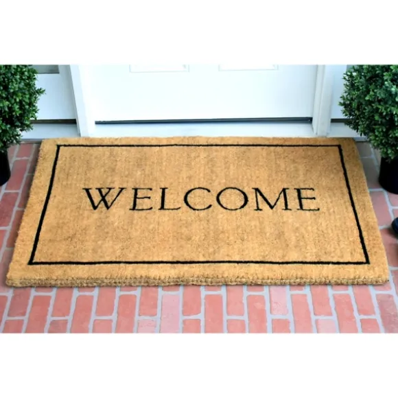Kirkland's Home Doormats-Natural And Black Welcome Doormat, 48X30 In.