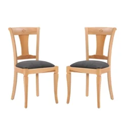 Kirkland's Home Dining Chairs-Natural And Gray Linen Dining Chairs, Set Of 2