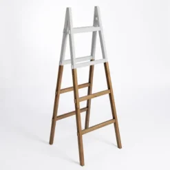Kirkland's Home Decorative Accents-Natural And White Wood Foldable Ladder