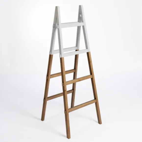 Kirkland's Home Decorative Accents-Natural And White Wood Foldable Ladder