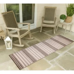 Kirkland's Home Outdoor Rugs-Natural Canva Striped Outdoor Runner