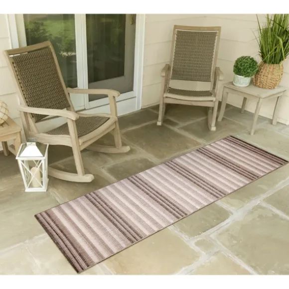 Kirkland's Home Outdoor Rugs-Natural Canva Striped Outdoor Runner