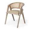 Kirkland's Home Dining Chairs-Natural Curved Rat And Linen Dining Chair