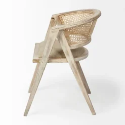Kirkland's Home Dining Chairs-Natural Curved Rat And Linen Dining Chair