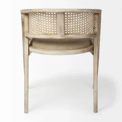 Kirkland's Home Dining Chairs-Natural Curved Rat And Linen Dining Chair