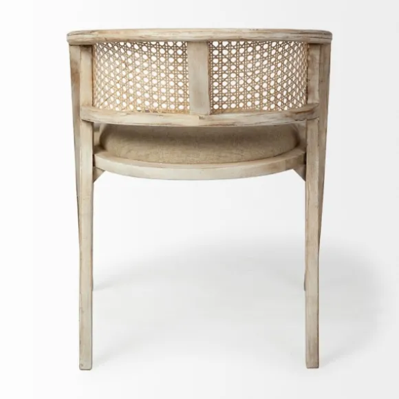 Kirkland's Home Dining Chairs-Natural Curved Rat And Linen Dining Chair