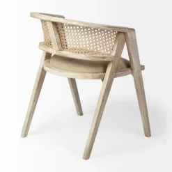 Kirkland's Home Dining Chairs-Natural Curved Rat And Linen Dining Chair