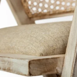 Kirkland's Home Dining Chairs-Natural Curved Rat And Linen Dining Chair