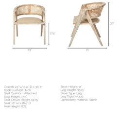 Kirkland's Home Dining Chairs-Natural Curved Rat And Linen Dining Chair