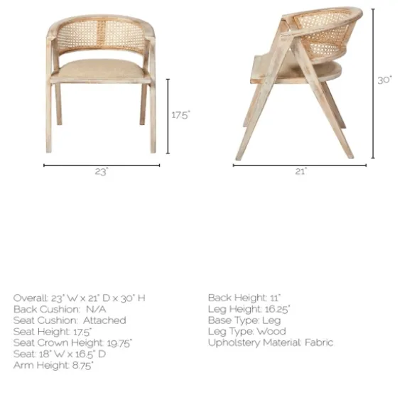 Kirkland's Home Dining Chairs-Natural Curved Rat And Linen Dining Chair