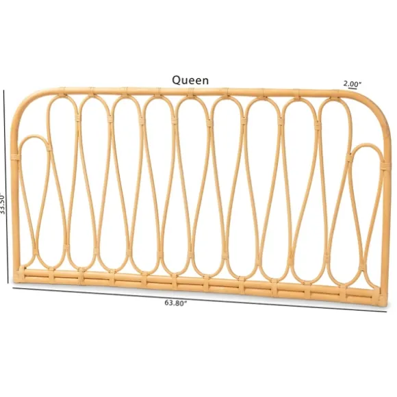 Kirkland's Home Beds & Headboards-Natural Curved Rat Wall Mounted Queen Headboard