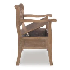 Kirkland's Home Benches & Ottomans-Natural Driftwood Fretwork Back Storage Bench