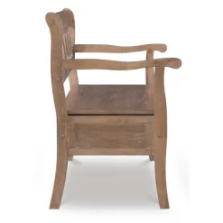 Kirkland's Home Benches & Ottomans-Natural Driftwood Fretwork Back Storage Bench