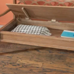 Kirkland's Home Benches & Ottomans-Natural Driftwood Fretwork Back Storage Bench