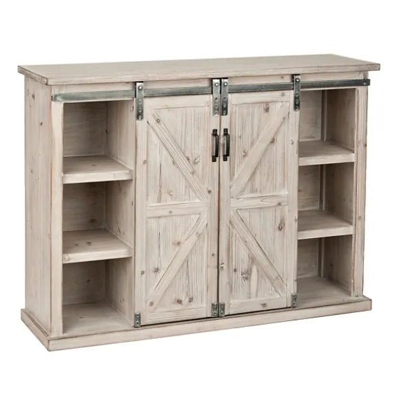 Kirkland's Home Entryway Furniture-Natural Farmhouse Sliding Door Cabinet