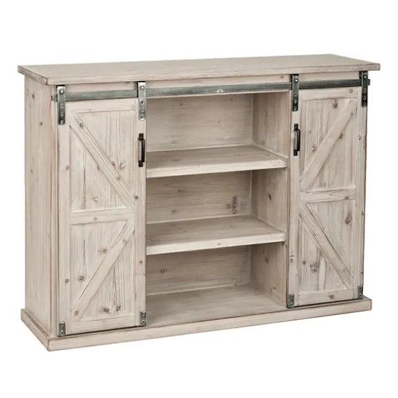 Kirkland's Home Entryway Furniture-Natural Farmhouse Sliding Door Cabinet