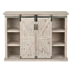 Kirkland's Home Entryway Furniture-Natural Farmhouse Sliding Door Cabinet