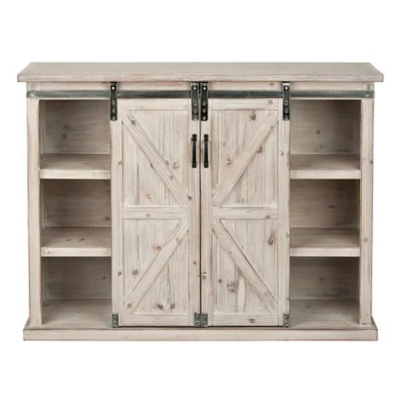 Kirkland's Home Entryway Furniture-Natural Farmhouse Sliding Door Cabinet