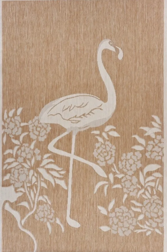 Kirkland's Home Outdoor Rugs-Natural Flamingo Indoor/Outdoor Area Rug, 5X7