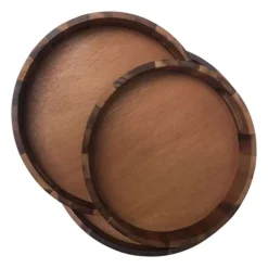 Kirkland's Home Decorative Trays-Natural Grain Acacia Wood 3-Pc. Tray Set