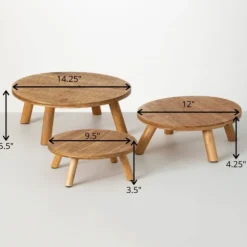 Kirkland's Home Decorative Trays-Natural Grain Wooden Risers 3-Pc. Tray Set