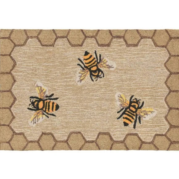 Kirkland's Home Outdoor Rugs-Natural Honeycomb & Bees Outdoor Accent Rug