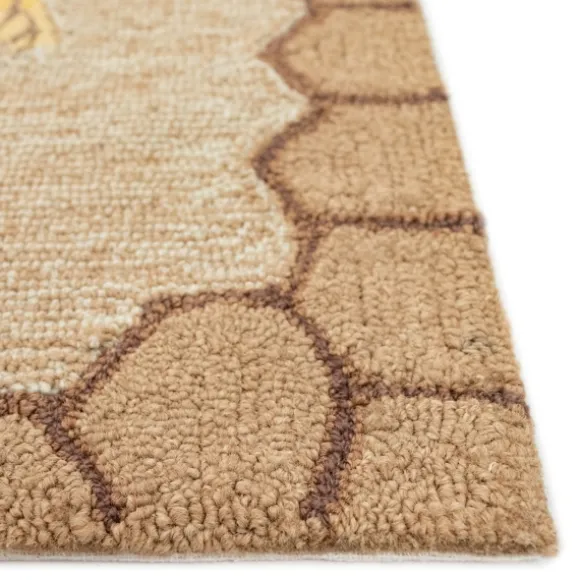 Kirkland's Home Outdoor Rugs-Natural Honeycomb & Bees Outdoor Accent Rug