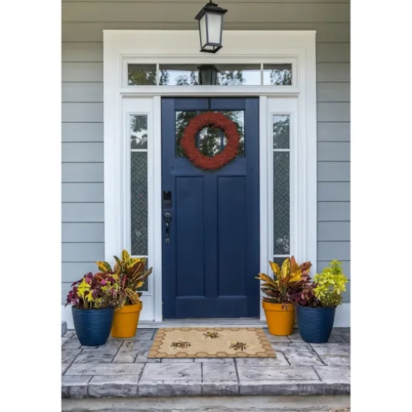 Kirkland's Home Outdoor Rugs-Natural Honeycomb & Bees Outdoor Accent Rug