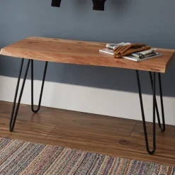 Kirkland's Home Benches & Ottomans-Natural Live Edge Hairpin Legs Bench, 36 In.
