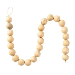Kirkland's Home Decorative Accents-Natural Mango Wood Beaded Rope Garland, 52 In.