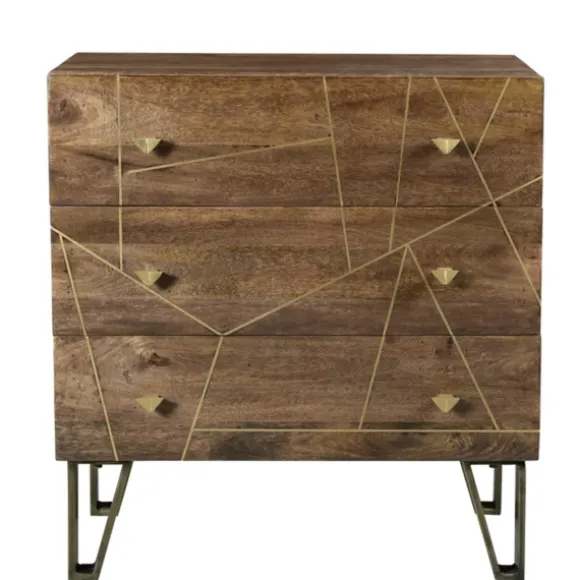 Kirkland's Home Dressers & Chests-Natural Mango Wood Chest With Brass Inlay