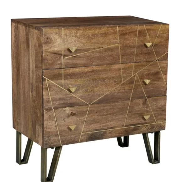 Kirkland's Home Dressers & Chests-Natural Mango Wood Chest With Brass Inlay
