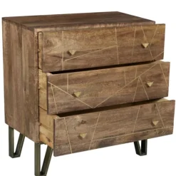 Kirkland's Home Dressers & Chests-Natural Mango Wood Chest With Brass Inlay