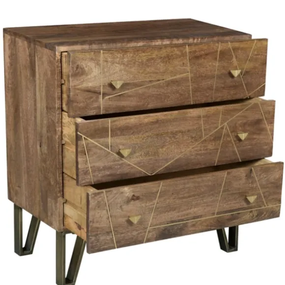 Kirkland's Home Dressers & Chests-Natural Mango Wood Chest With Brass Inlay