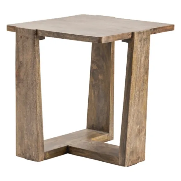 Kirkland's Home Accent & End Tables-Natural Mango Wood T-Base Accent Table
