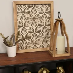 Kirkland's Home Lanterns-Natural Open Wood Frame Lantern