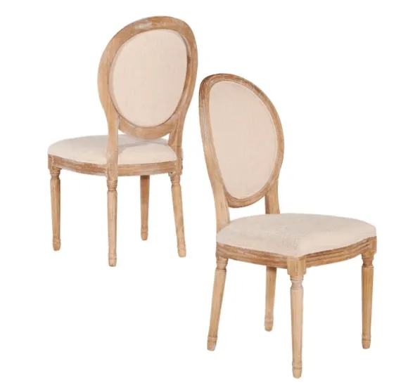 Kirkland's Home Dining Chairs-Natural Oval Back Linen Dining Chairs, Set Of 2