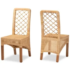 Kirkland's Home Dining Chairs-Natural Rat Woven Back Dining Chairs, Set Of 2