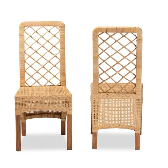 Kirkland's Home Dining Chairs-Natural Rat Woven Back Dining Chairs, Set Of 2
