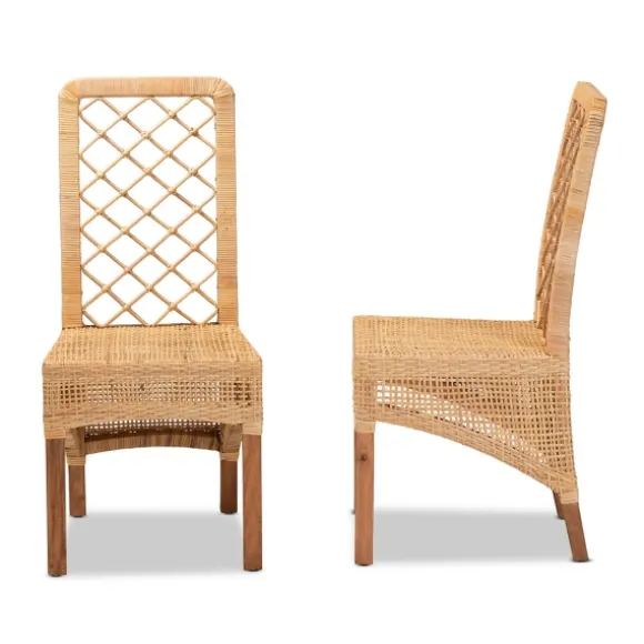 Kirkland's Home Dining Chairs-Natural Rat Woven Back Dining Chairs, Set Of 2