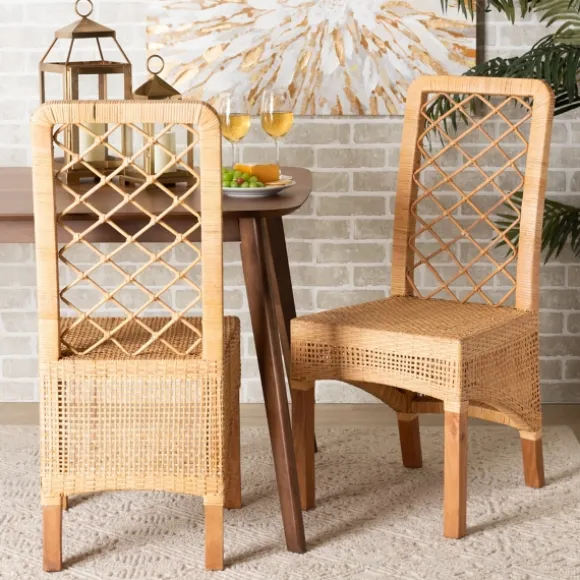 Kirkland's Home Dining Chairs-Natural Rat Woven Back Dining Chairs, Set Of 2