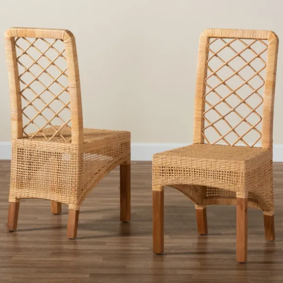 Kirkland's Home Dining Chairs-Natural Rat Woven Back Dining Chairs, Set Of 2