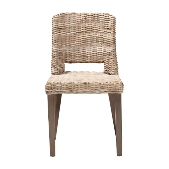Kirkland's Home Dining Chairs-Natural Rattan Cutout Back Dining Chair